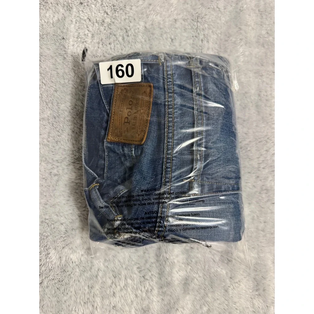 Polo Ralph Lauren Sullivan Slim Mens 32x32 Distressed Straight Leg Jeans Patch